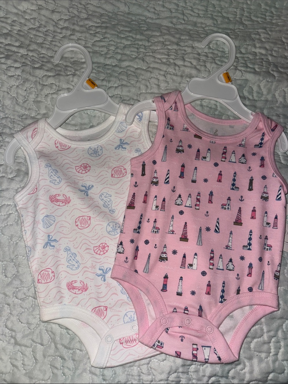 Baby Girls Sleeveless Bodysuit Duo - Pink & White